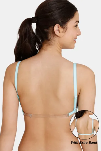 Buy Zivame Beautiful Basics Double Layered Non Wired 3/4th Coverage Backless Bra - Aruba Blue